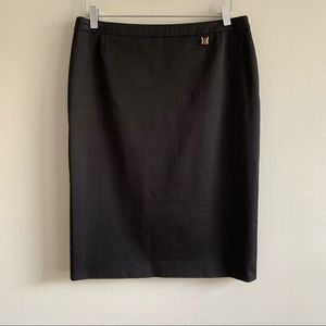 Escada Vintage black pencil skirt wirh charm logo